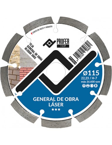 Disco diamante general obra laser 115x7mm Profer