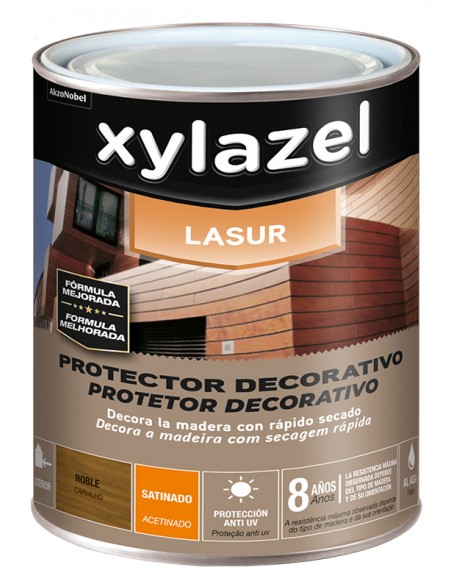 Lasur al agua satinado roble 750ml Xylazel