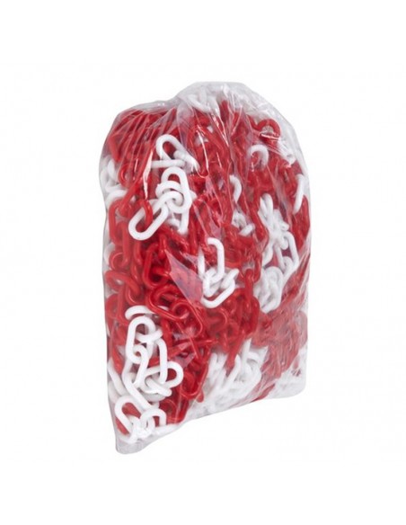 Cadena plástico roja y blanca 7,5mm