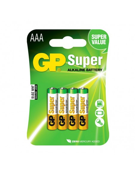 Pilas GP Super Alkaline LR03 AAA 1,5V (Blister 4u)