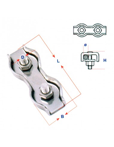 Sujetacables chapa 2 tornillos inoxidable