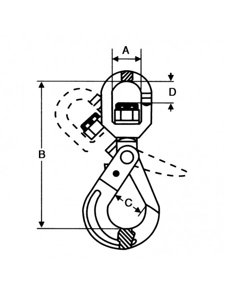 Gancho de seguridad giratorio grado  80