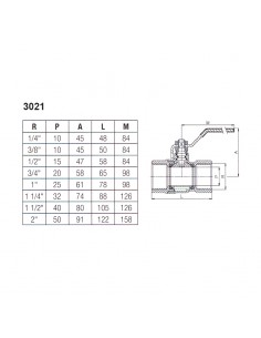 Válvula bola latón palanca inox PN40 Genebre 3021 2