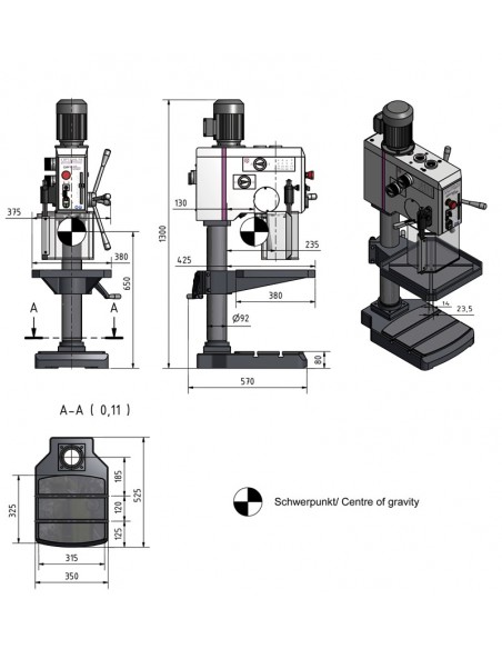 Taladro de engranajes Optimum DH 26 GT