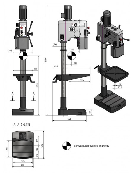 Taladro de engranajes Optimum DH 28 GS