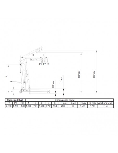 Grúa plegable Metalworks CAT6200T