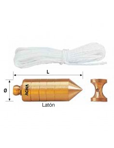 Plomada y nuez de latón macizas Acha 55082D 2