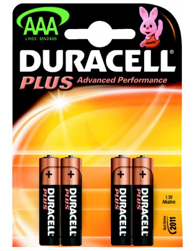 Pilas Duracell Plus alcalina LR03 AAA 1,5V (Blister 4u)