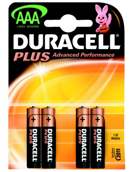 Pilas Duracell Plus alcalina LR03 AAA 1,5V (Blister 4u)