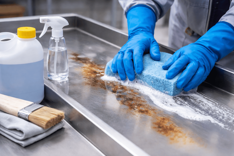 Cómo limpiar acero inoxidable manchado de ácido